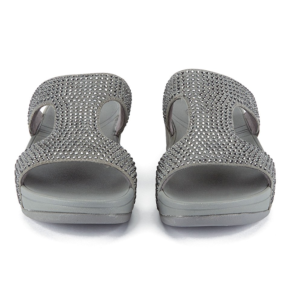 FitFlop Women s Rokkit Suede Slide Sandals Silver Nova Allsole