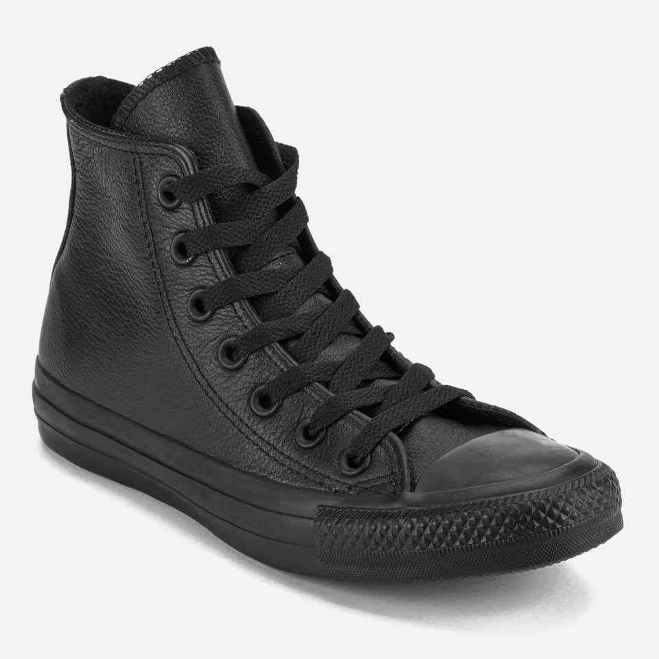 Converse Chuck Taylor All Star Leather Hi-Top Trainers - Black Mono