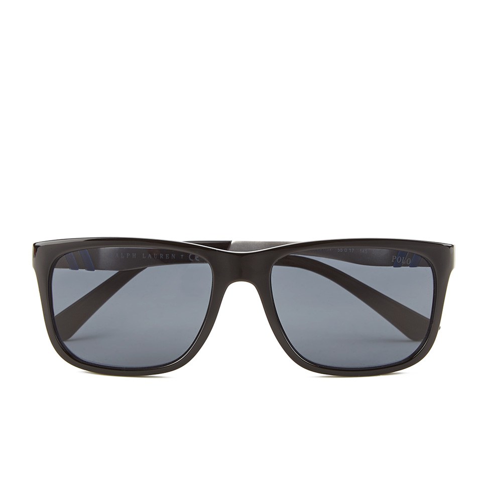 Polo Ralph Lauren Rectangular Men's Sunglasses - Shiny Black