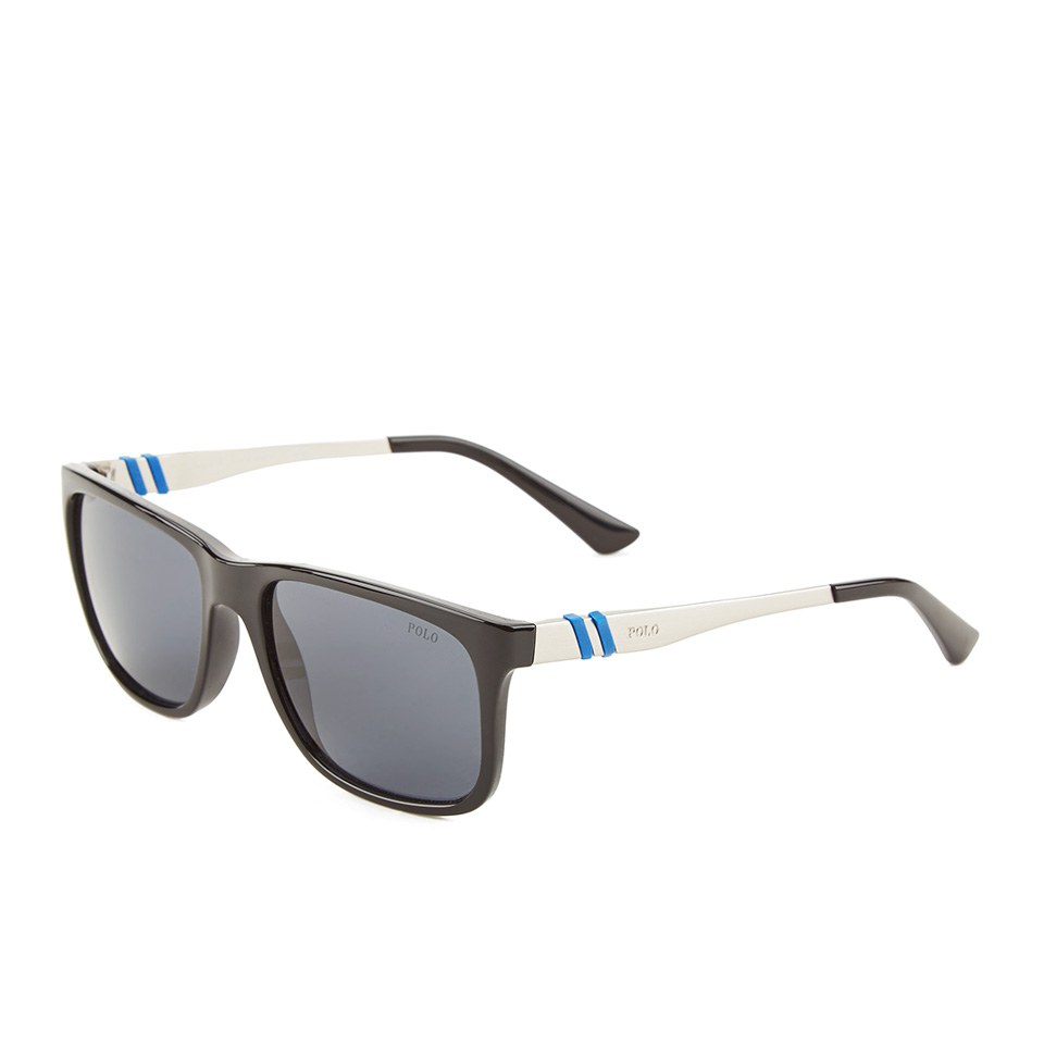 Polo Ralph Lauren Rectangular Men's Sunglasses - Shiny Black