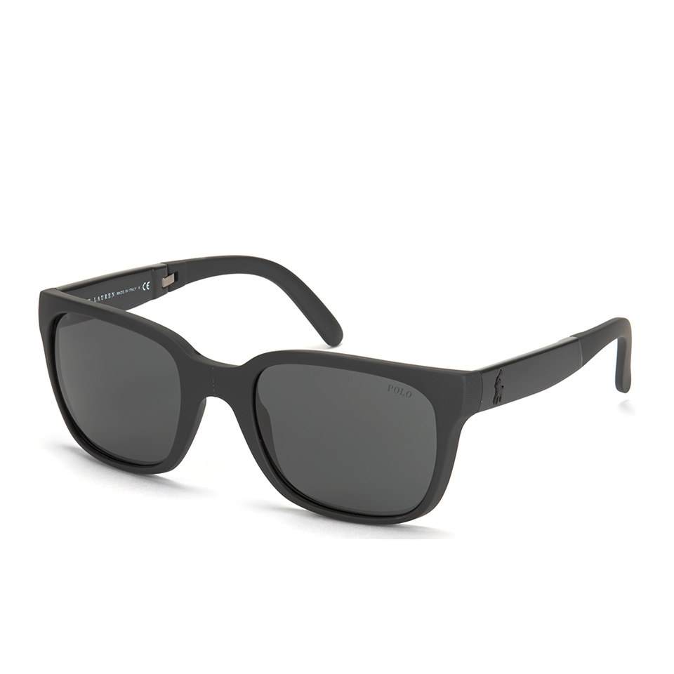 Polo Ralph Lauren Rectangular Men's Sunglasses - Rubber Black