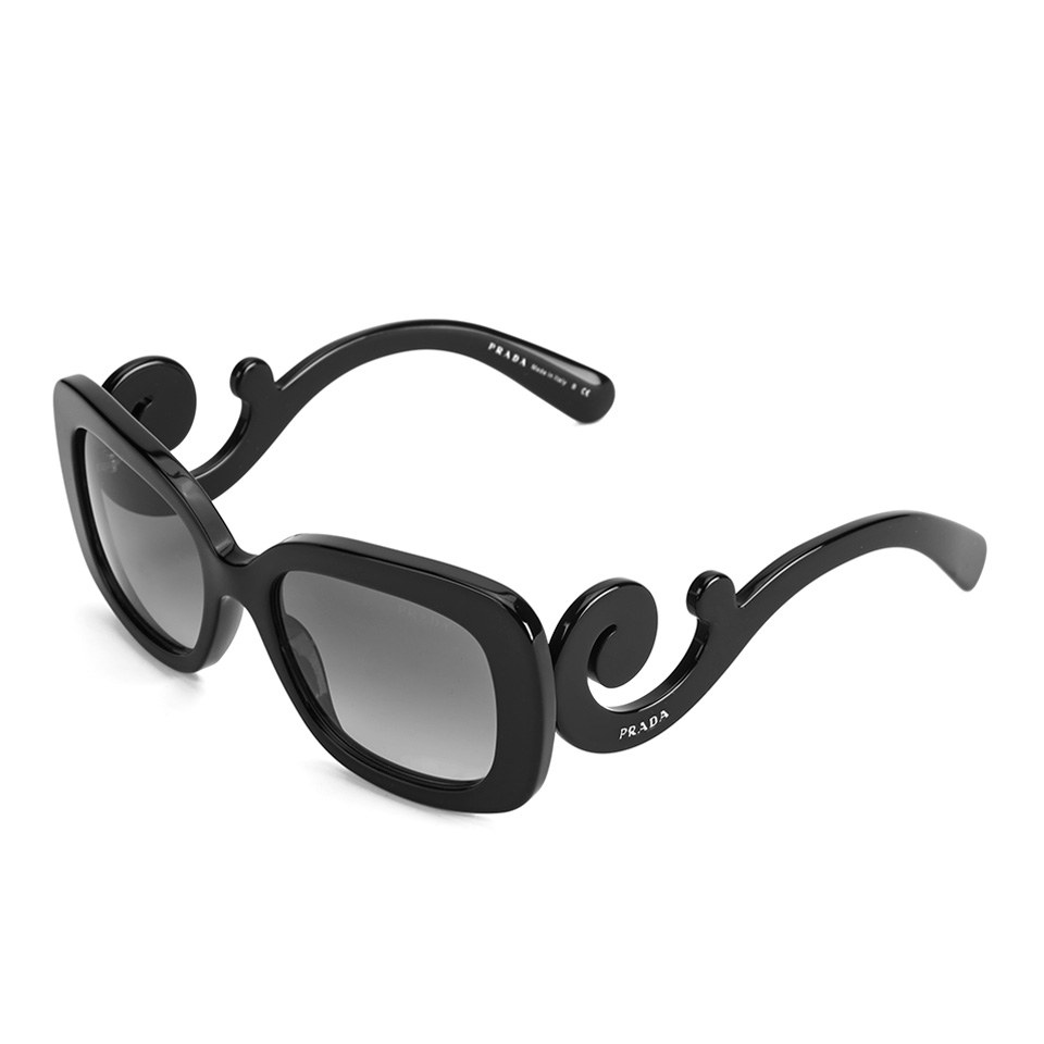 Prada Minimal Baroque Rectangular Women's Sunglasses - Black