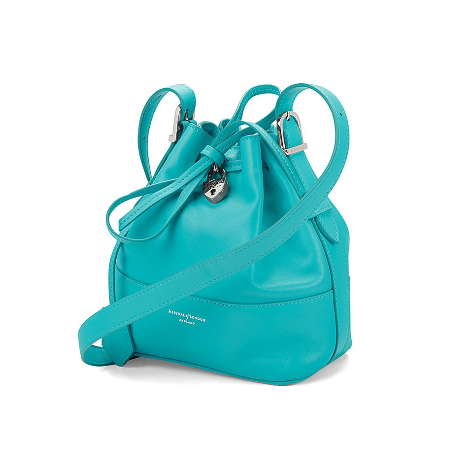 Aspinal of London Padlock Nappa Leather Bucket Bag Smooth Aqua