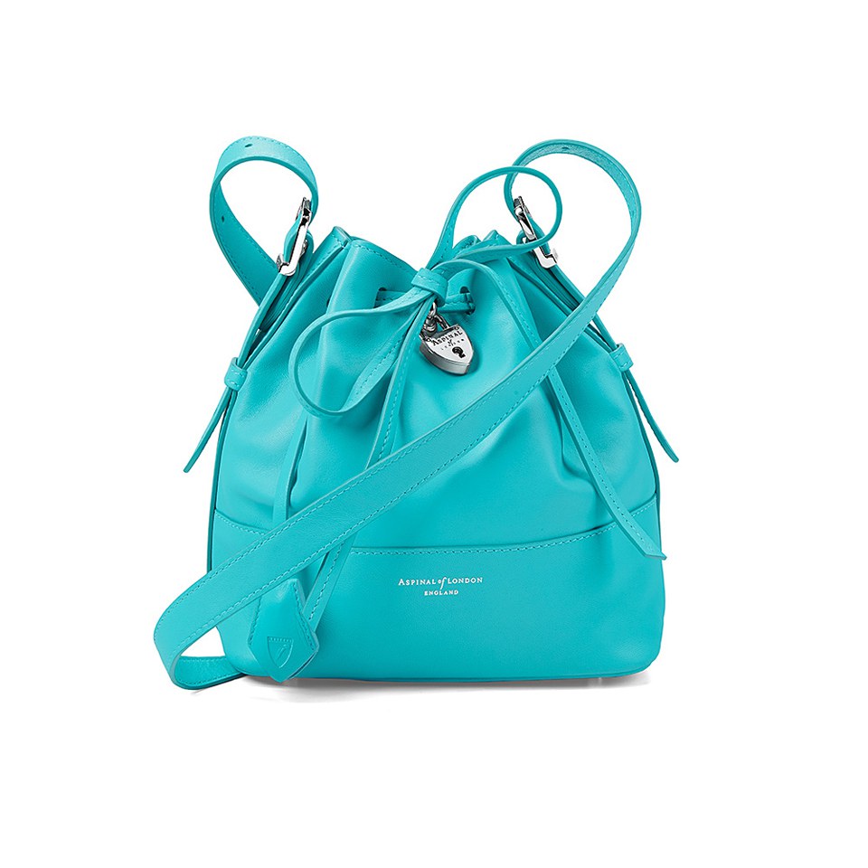 Aspinal of London Padlock Nappa Leather Bucket Bag - Smooth Aqua