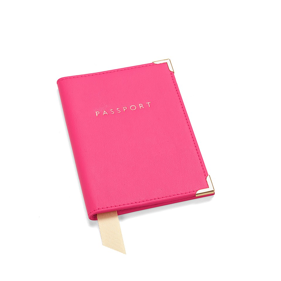 Aspinal of London Passport Cover - Smooth Neon Pink