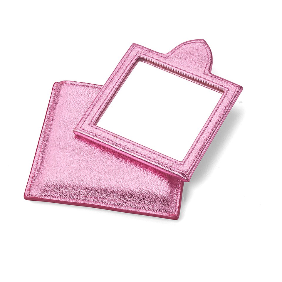 Aspinal of London Marylebone Compact Mirror - Metallic Pink Nappa