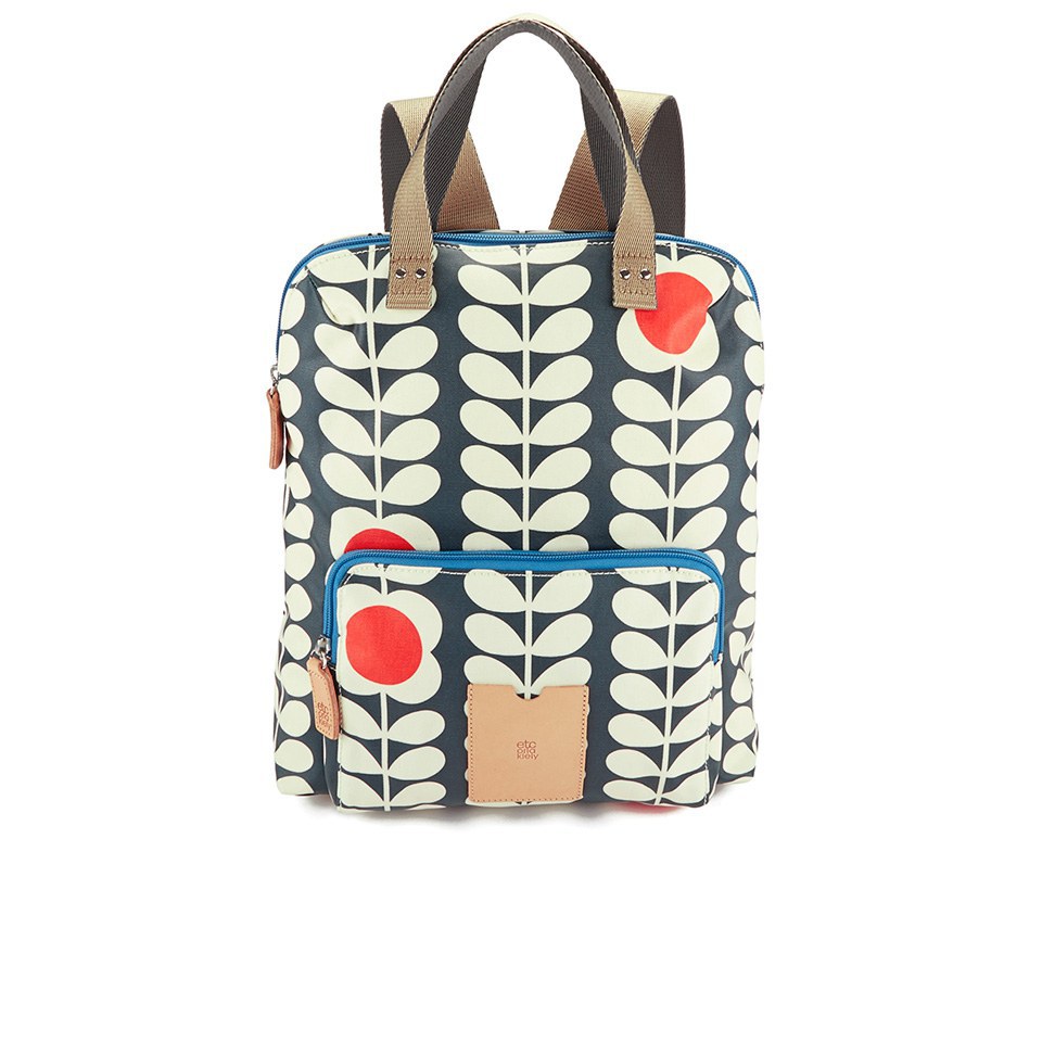 Etc by Orla Kiely Women's Matt Laminated Tall Flower Stem Print Backpack - Jet