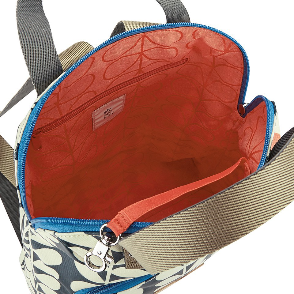 Etc by Orla Kiely Women's Matt Laminated Tall Flower Stem Print Backpack - Jet
