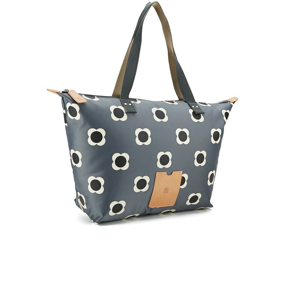 Etc by Orla Kiely Women's Flower Spot Printed Nylon Zip Shopper Bag - Pebble