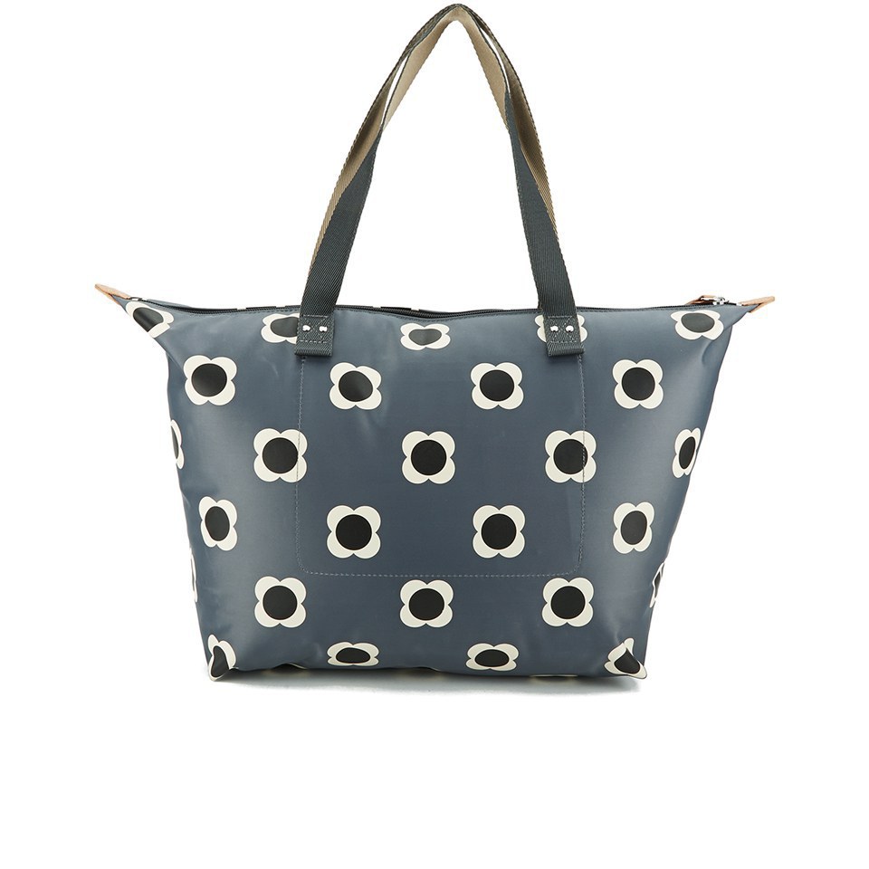 Etc by Orla Kiely Women s Flower Spot Printed Nylon Zip Shopper Bag Pebble