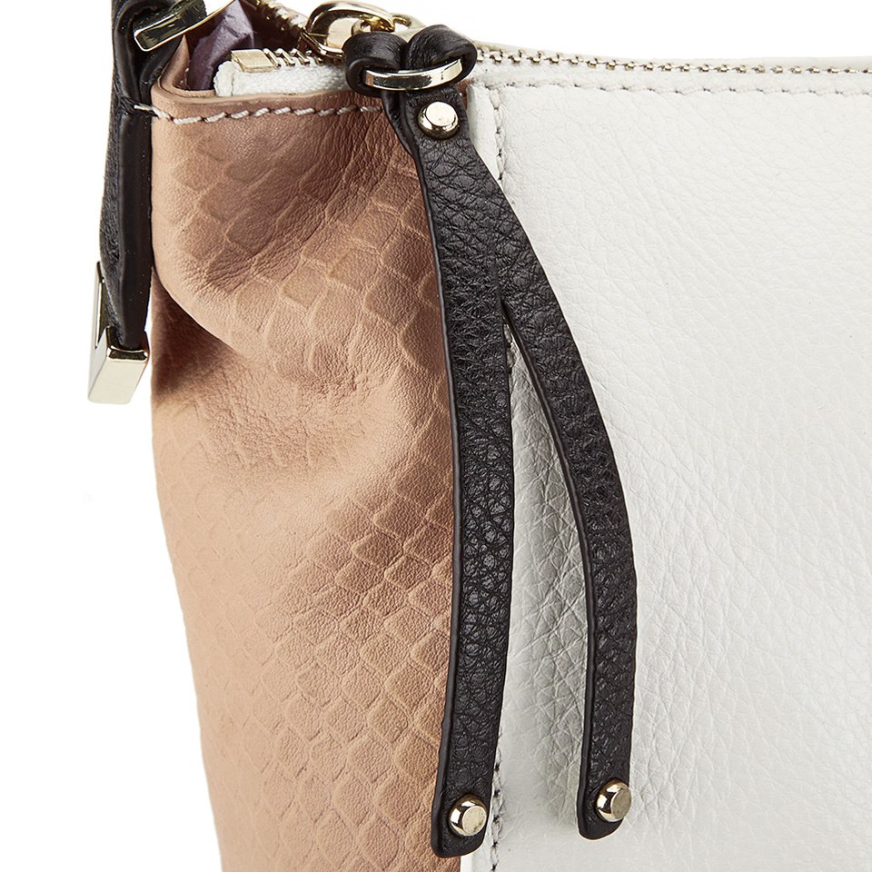 French Connection Women's Colour Block Leather Tote Bag - White/Biscuit/Black