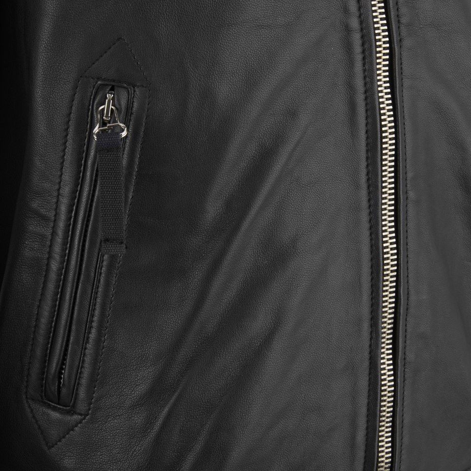 Paul Smith Short Leather Jacket Black Unisex Size M Good