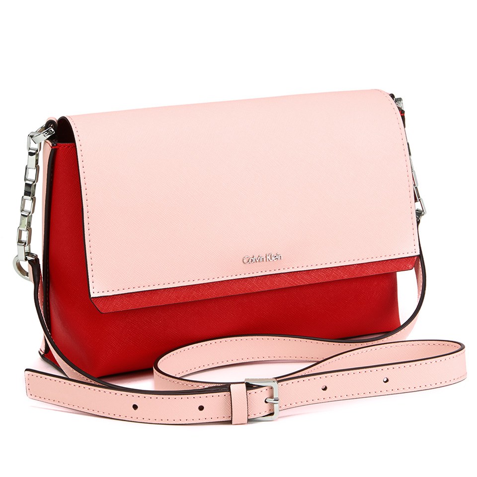 Calvin Klein Women's Sofie Small Crossbody Bag with Chain Strap - Bold Red/Pale Blush