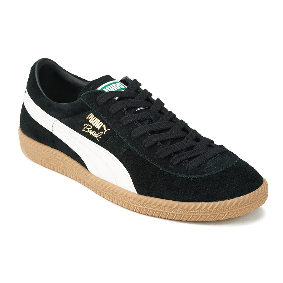 Puma Men s Brasil Football Vintage Trainers Black Grey Allsole