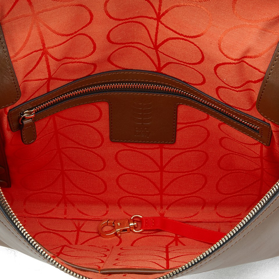 Orla Kiely Women's Mini Laurel Embossed Stem Leather Cross Body Bag - Cocoa