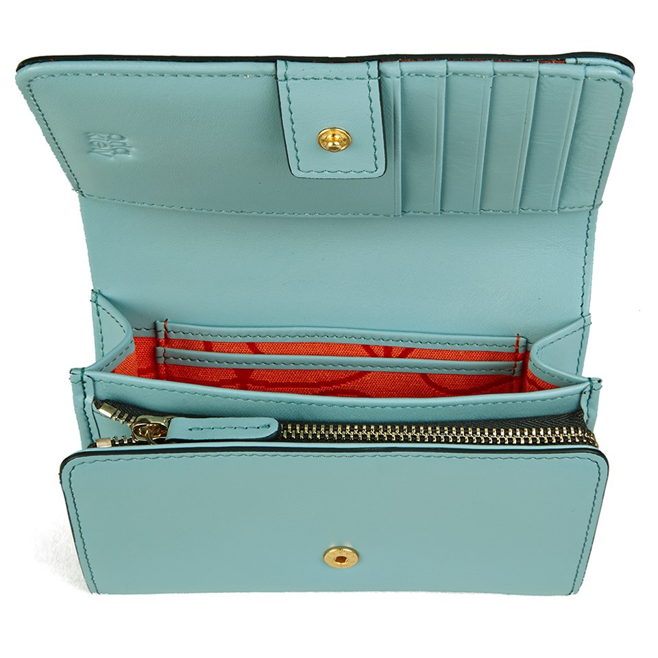Orla Kiely Women's Medium Folded Embossed Stem Leather Purse - Sky