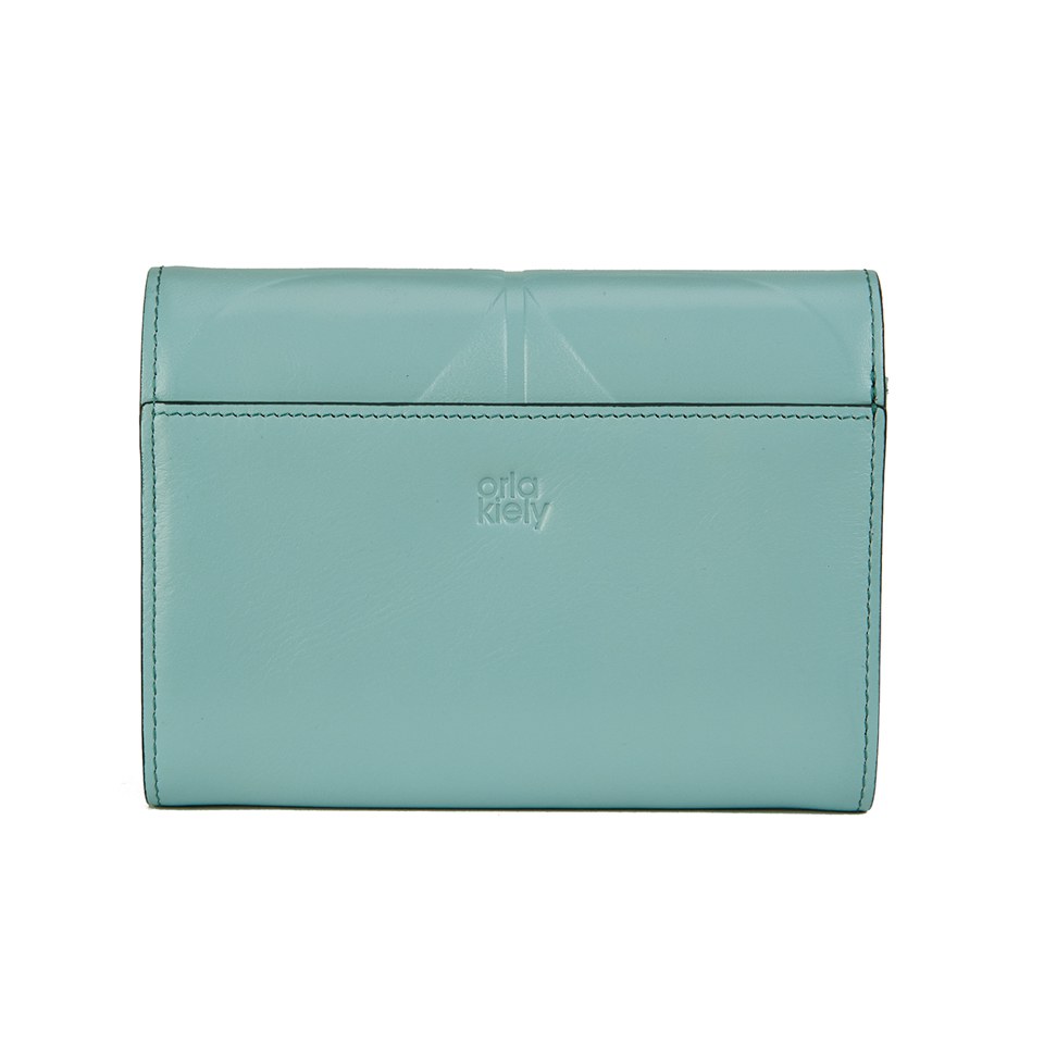 Orla Kiely Women's Medium Folded Embossed Stem Leather Purse - Sky