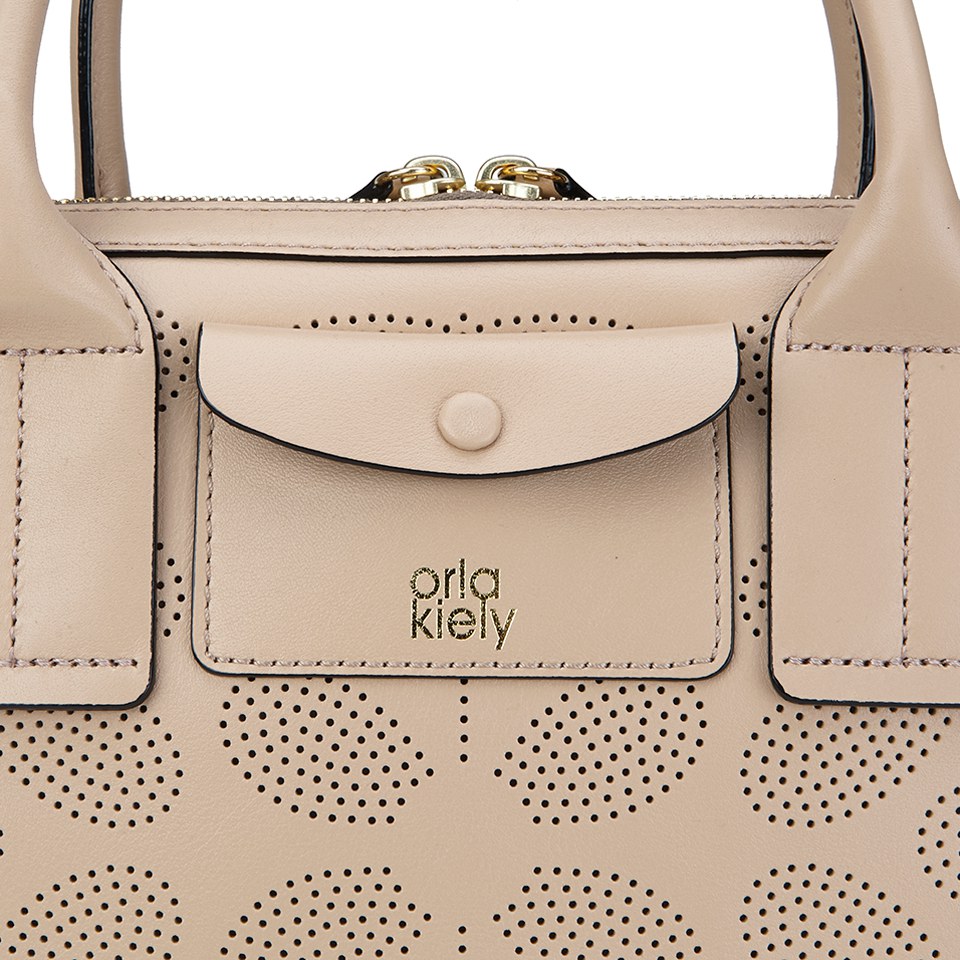 Orla Kiely Women's Margot Sixties Stem Punched Leather Bag - Fawn