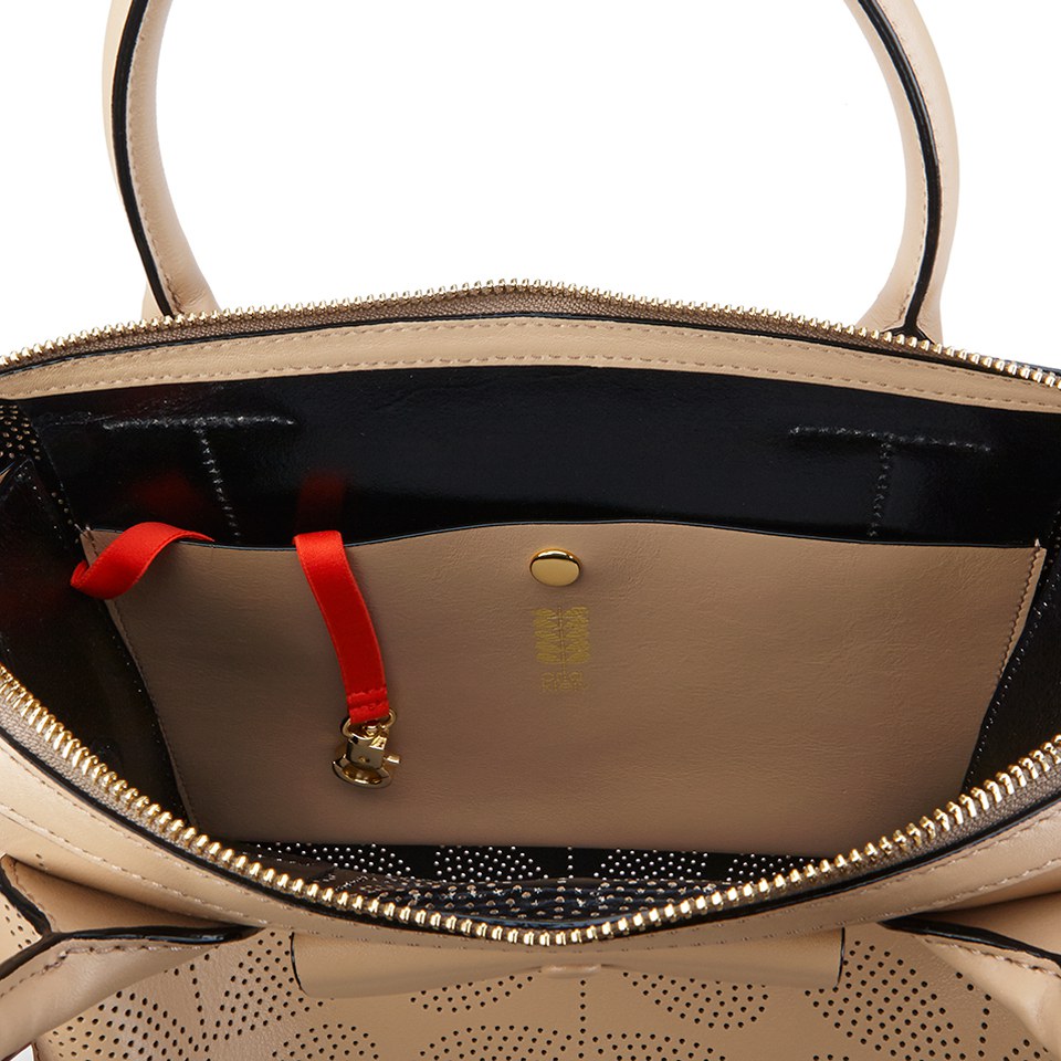 Orla Kiely Women's Margot Sixties Stem Punched Leather Bag - Fawn