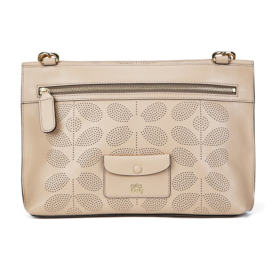 Orla Kiely Women's Juniper Sixties Stem Punched Leather Bag - Fawn