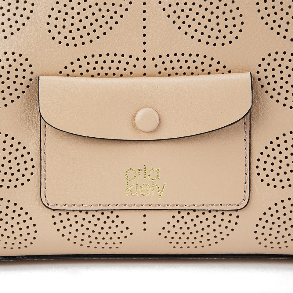 Orla Kiely Women's Juniper Sixties Stem Punched Leather Bag - Fawn
