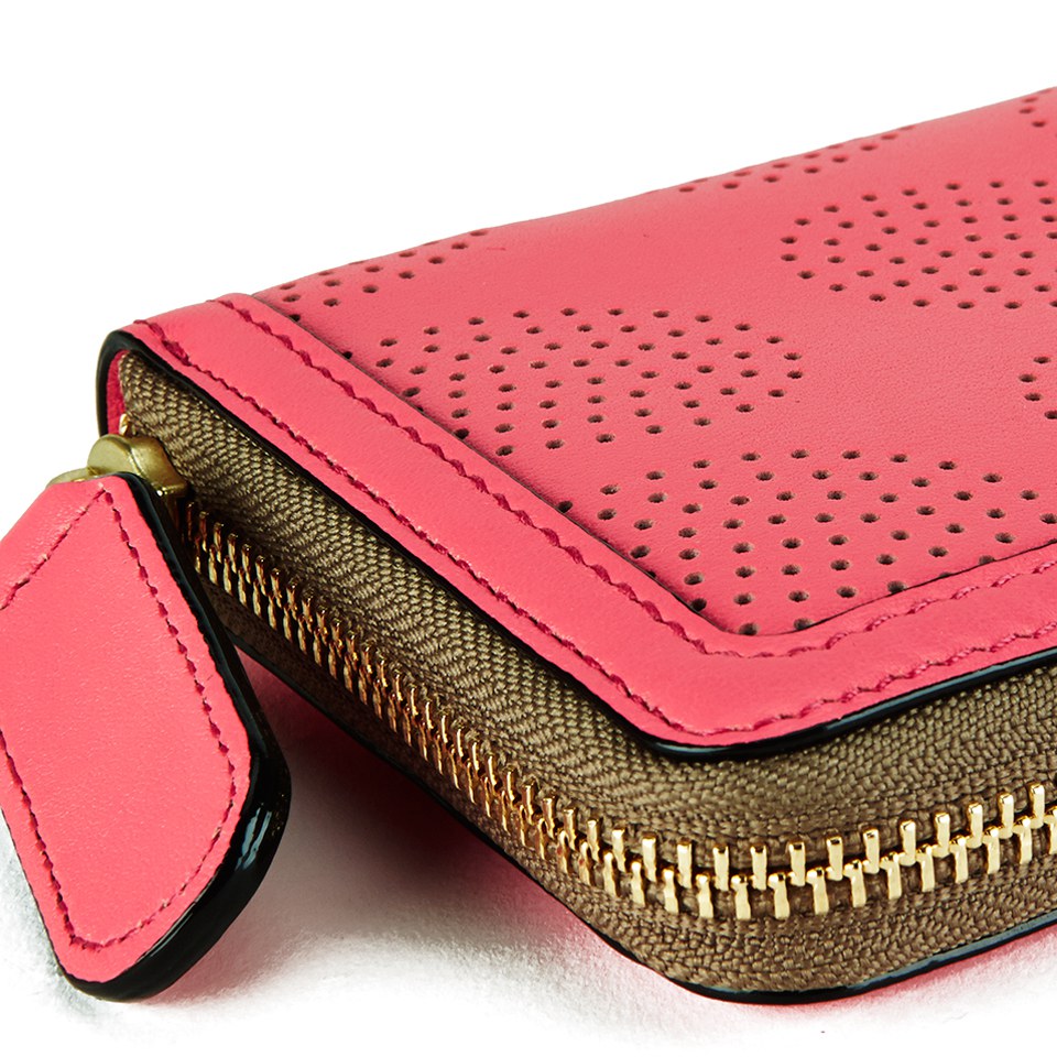 Orla Kiely Women's Big Zip Sixties Stem Punched Leather Wallet - Pink