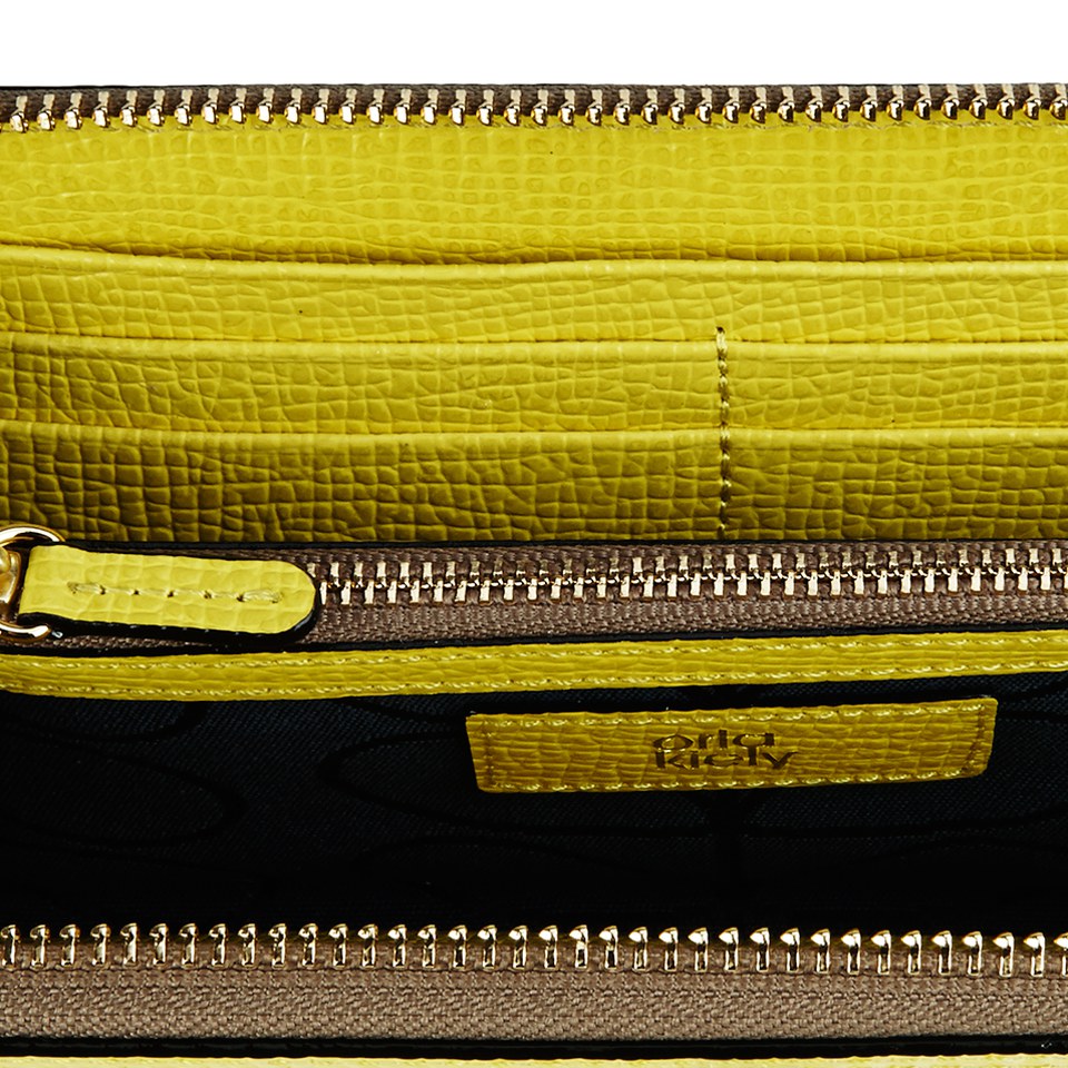Orla Kiely Women's Big Zip Textured Leather Wallet - Lemon