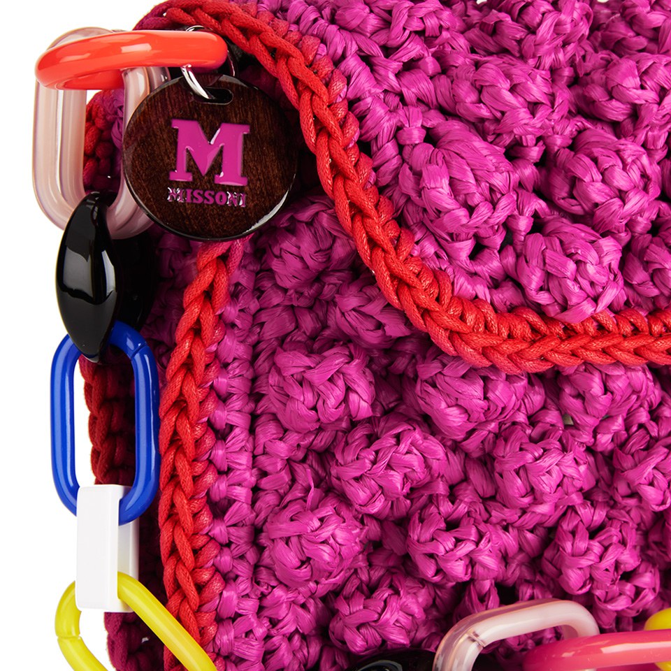 M Missoni Women's Raffia Shoulder Bag - Pink