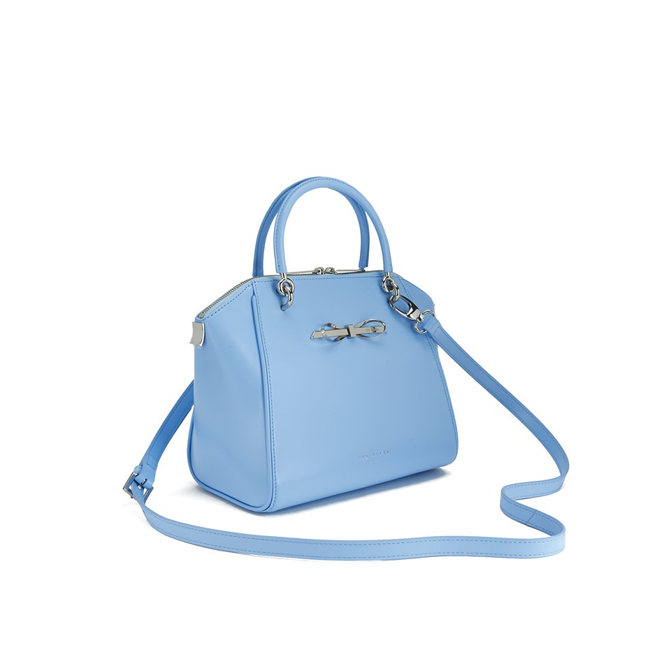Ted Baker Women s Lailey Metal Slim Bow Leather Small Tote Bag Powder Blue