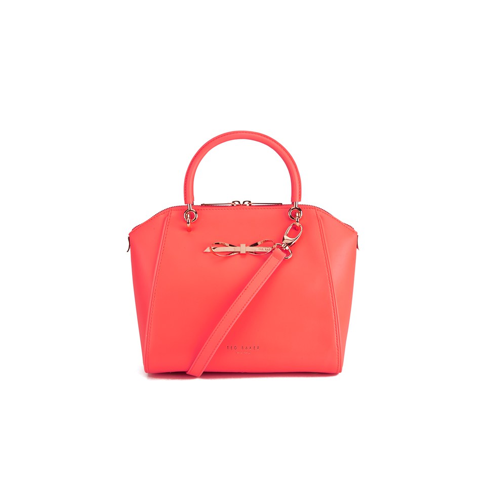 Ted Baker Women's Lailey Metal Slim Bow Leather Small Tote Bag - Orange
