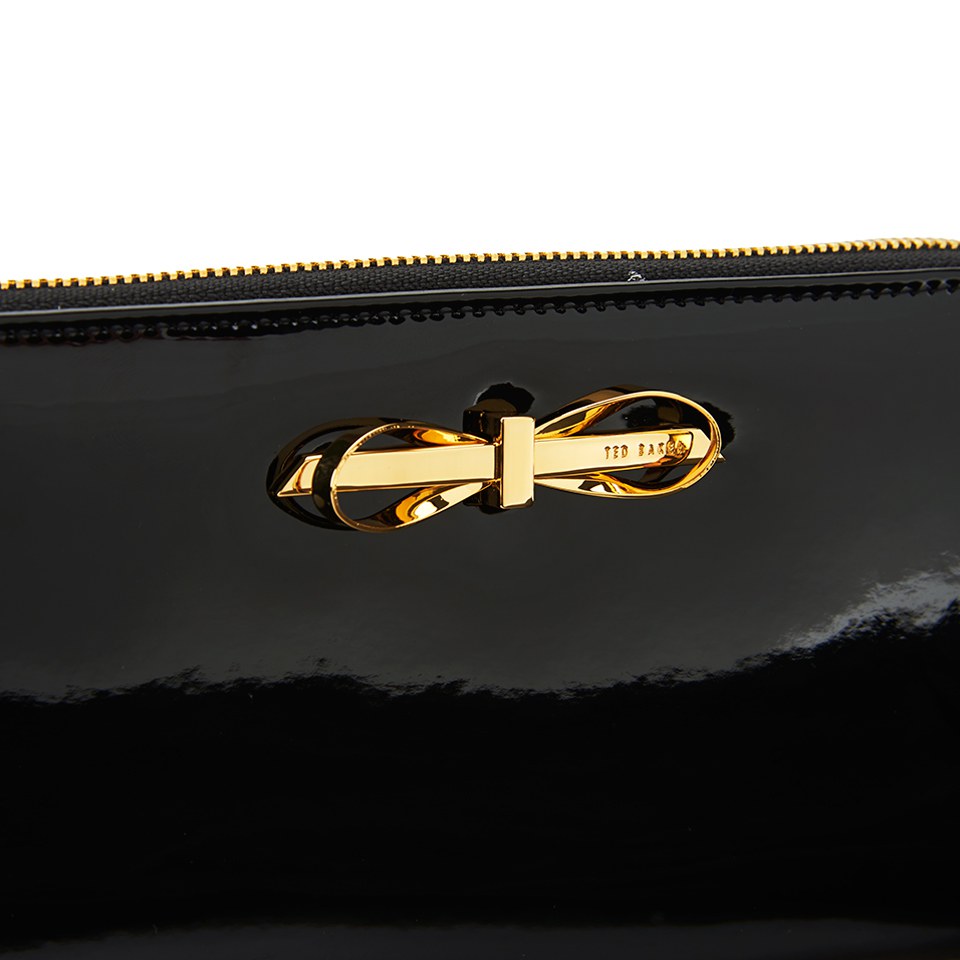 Ted Baker Women's Marylin Patent Metal Bow Zip Around Matinee Purse - Black