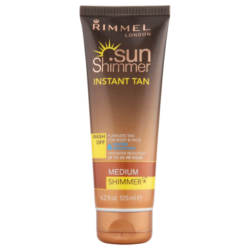 Rimmel Sunshimmer Water Resistant Wash Off Instant Tan (125ml) - Medium Shimmer