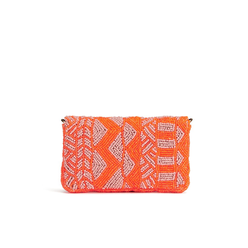BeckSöndergaard Women's O-Josie Beaded Cross Body Bag - Neon Orange