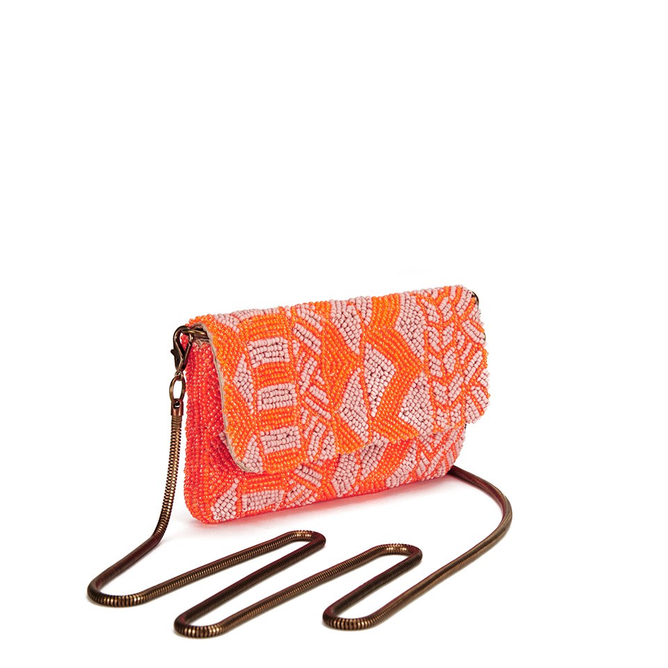 BeckSöndergaard Women's O-Josie Beaded Cross Body Bag - Neon Orange