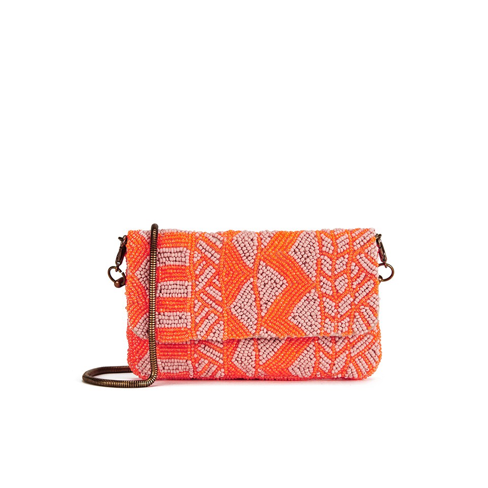 BeckSöndergaard Women's O-Josie Beaded Cross Body Bag - Neon Orange