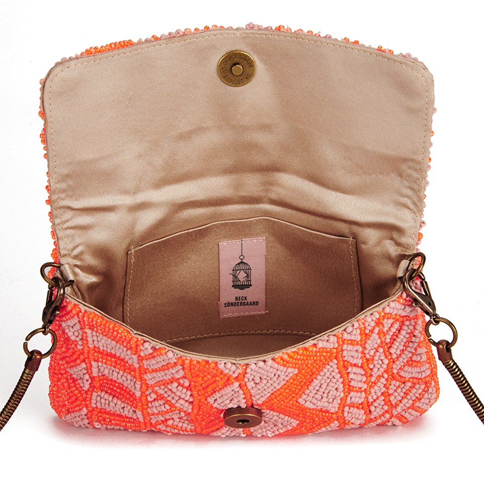 BeckSöndergaard Women's O-Josie Beaded Cross Body Bag - Neon Orange