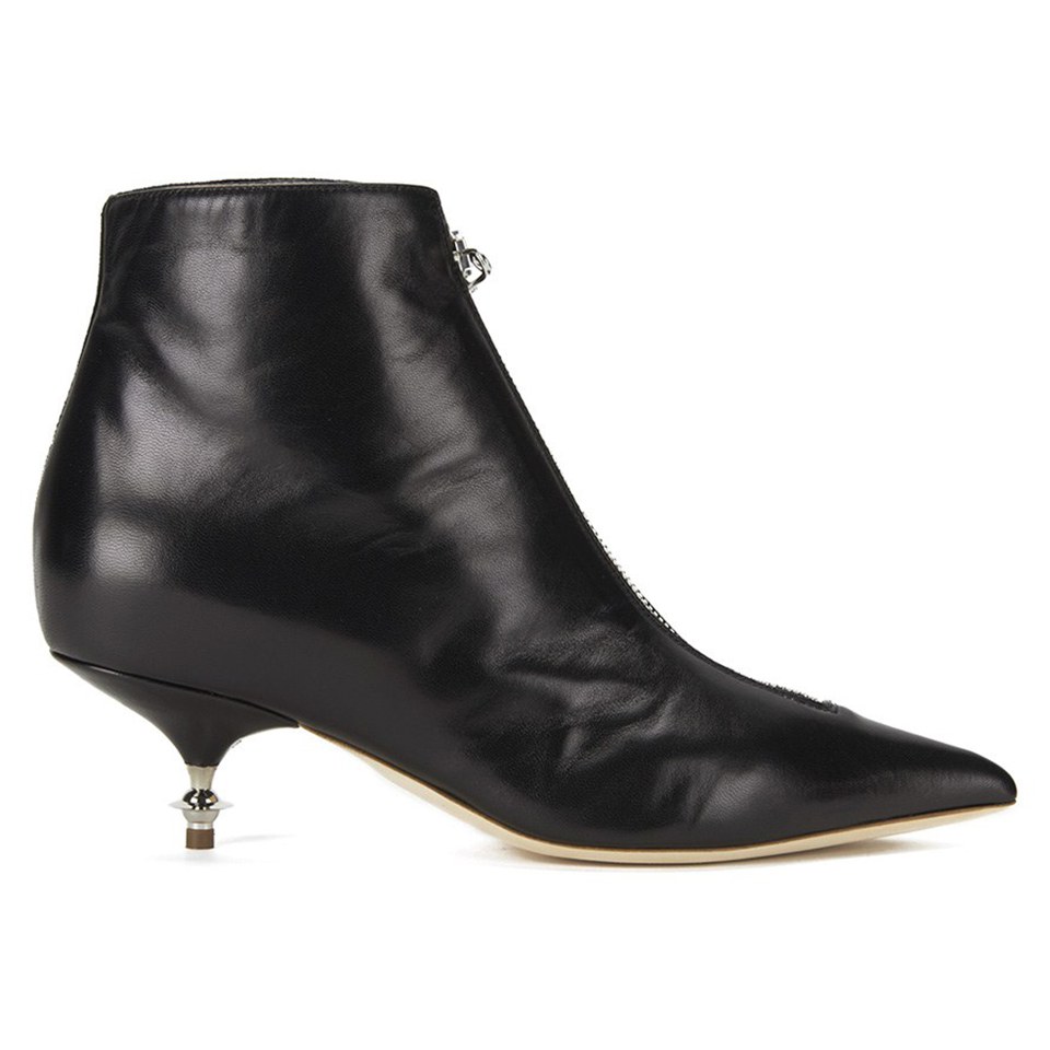Vivienne Westwood Women s Pointed Orb Heel Zip Up Leather Suede Ankle Boots Black Allsole