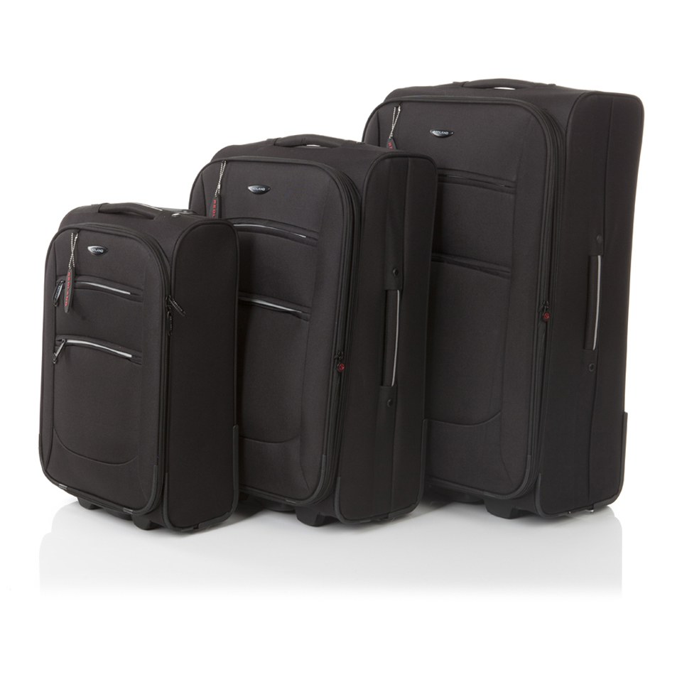 Redland '50FIVE Collection' 2 Wheel Trolley Suitcase Set - Black - 75/65/55cm (3 Piece)