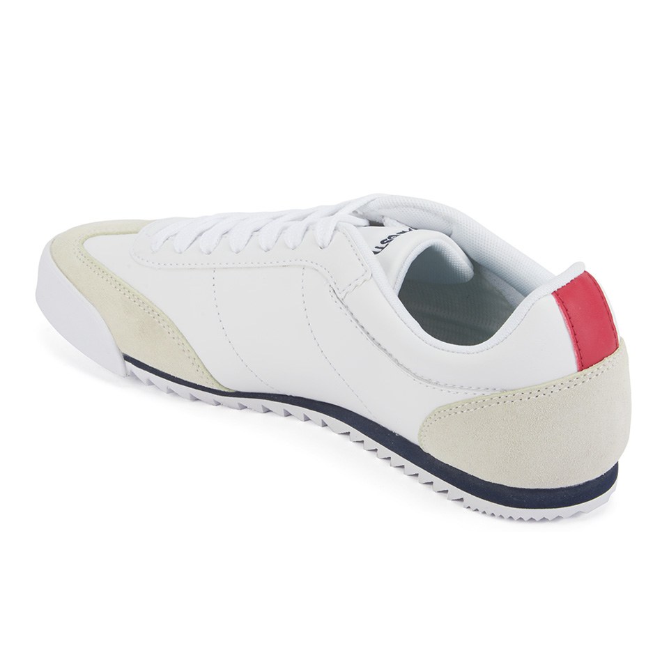 Lacoste Men s Romeau HTB Leather Suede Trainers White Dark Blue