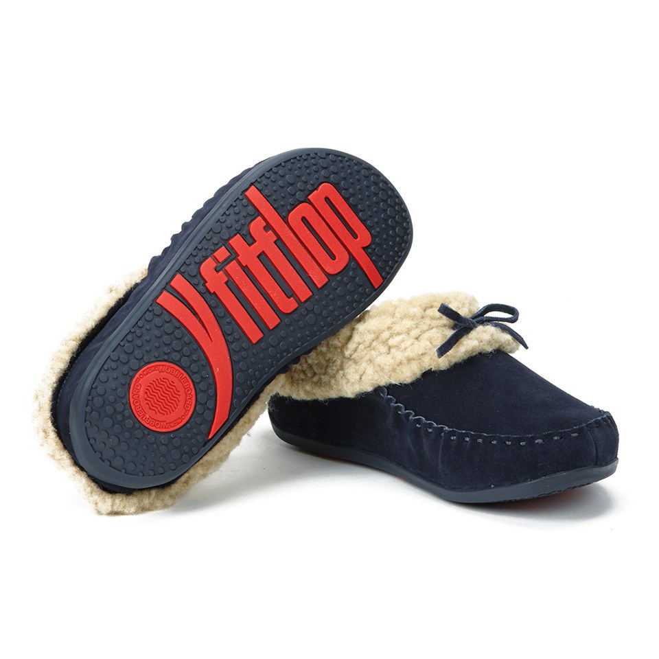 FitFlop Women s The Cuddler Snugmoc Suede Mule Slippers Supernavy Allsole