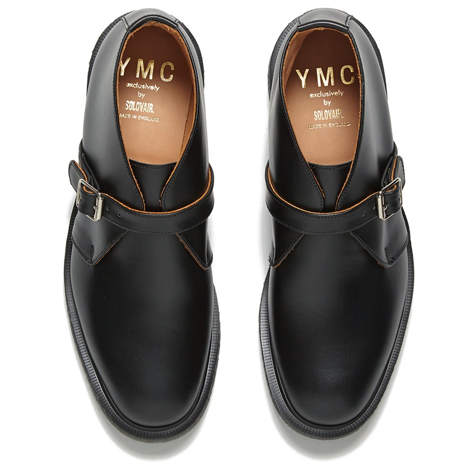 YMC Men's Solovair Monk Strap Leather Ankle Boots - Black