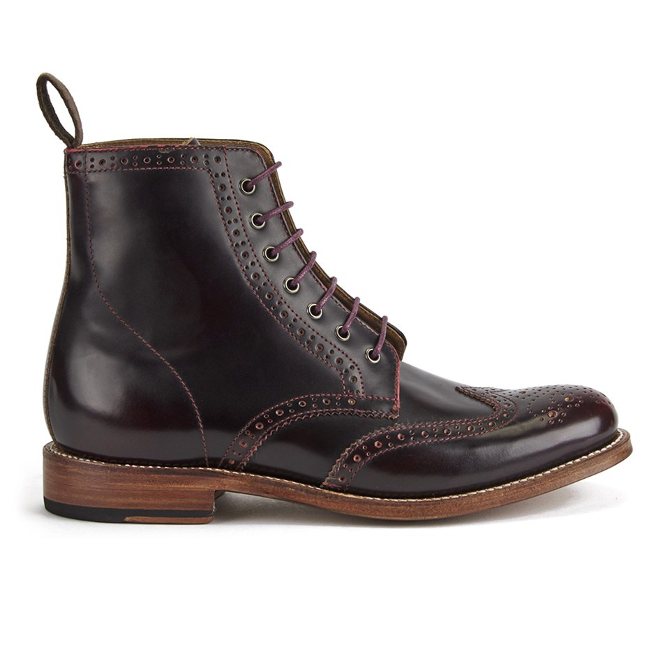 Grenson Women s Ella Brogue Boots Cherry Rub Off Allsole