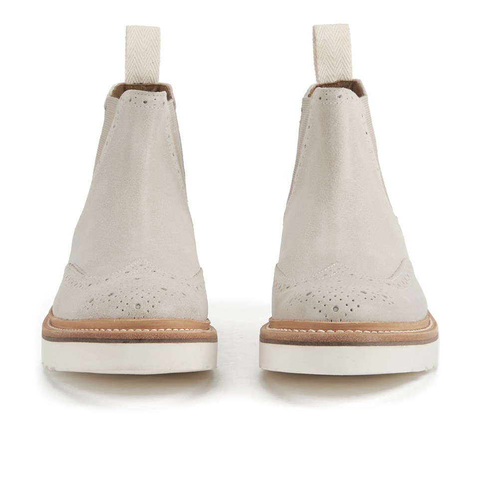 Grenson Women s Alice Brogue Suede Chelsea Boots Winter White Coggles