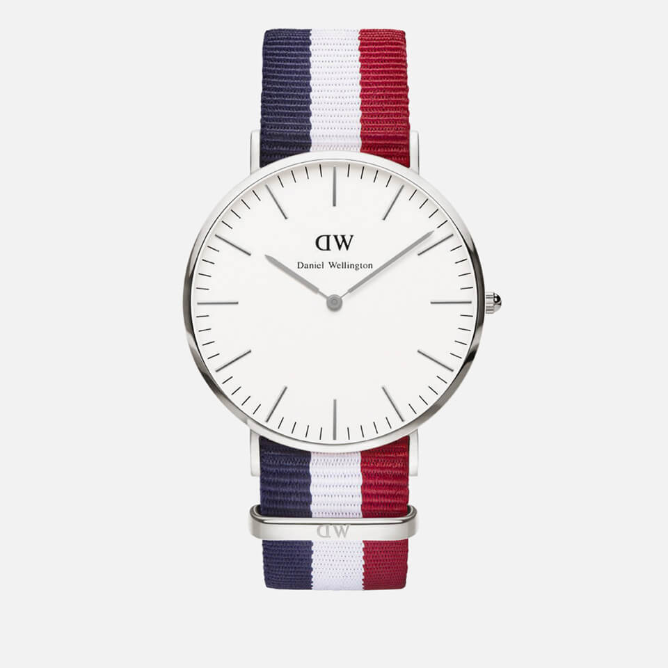 Daniel Wellington Classic Nato Cambridge Silver Watch - Red/White/Blue