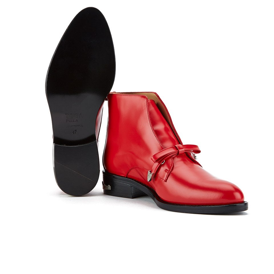 Toga Pulla Women's Bow Top Leather Ankle Boots - Bordeaux Toga Pulla Women's Bow Top Leather Ankle Boots - Bordeaux