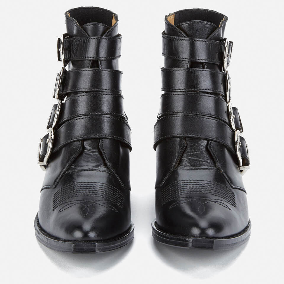 Toga Pulla Women's Buckle Side Leather Heeled Ankle Boots