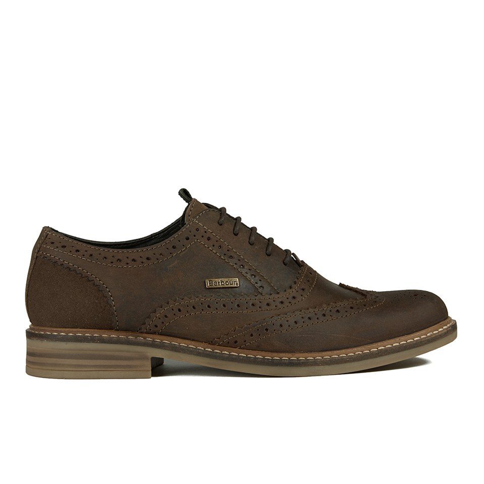 Barbour Men s Redcar Leather Oxford Derby Brogues Dark Brown Allsole