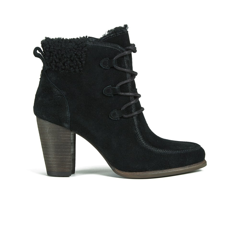 UGG Women s Analise Lace up Heeled Ankle Boots Black Allsole