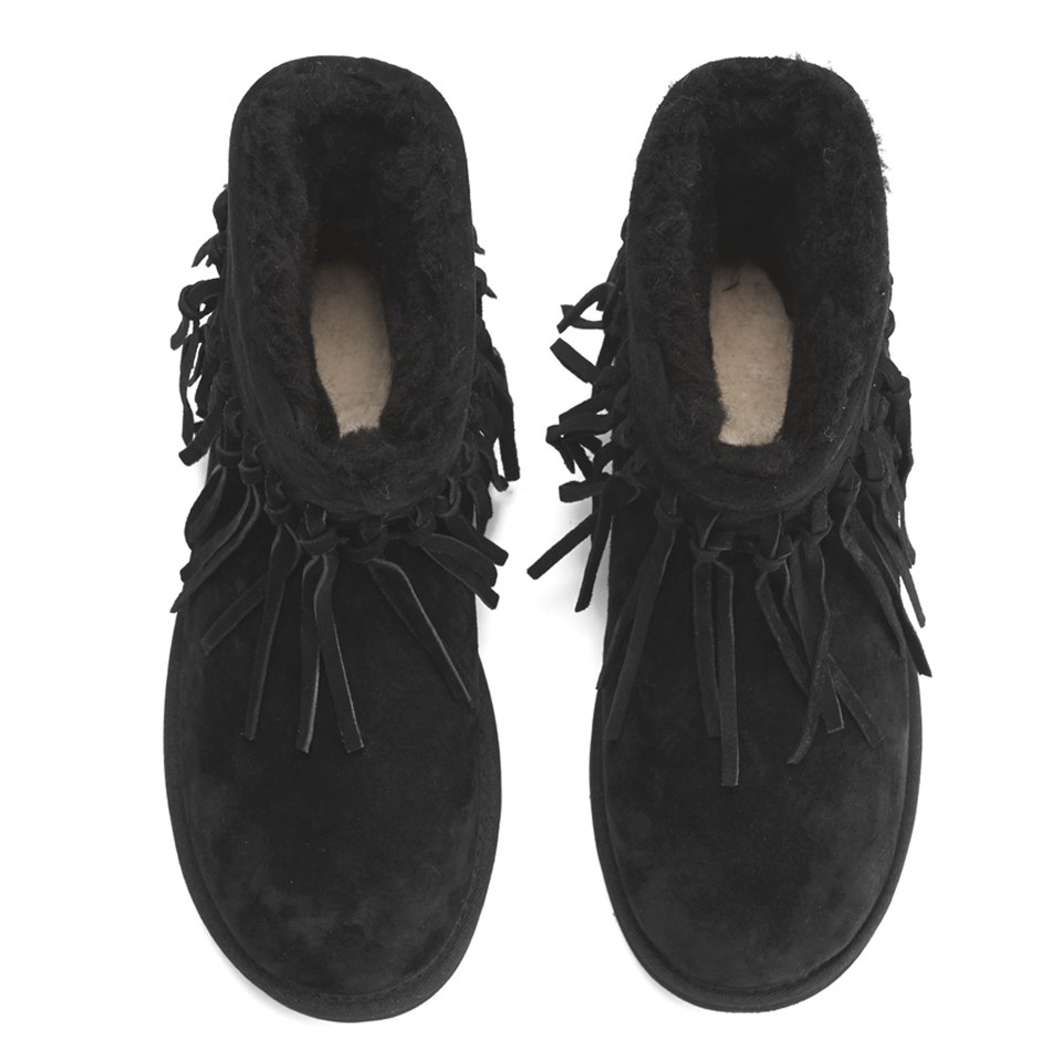 UGG Women's Wynona Fringe Sheepskin Ankle Boots - Black | Allsole
