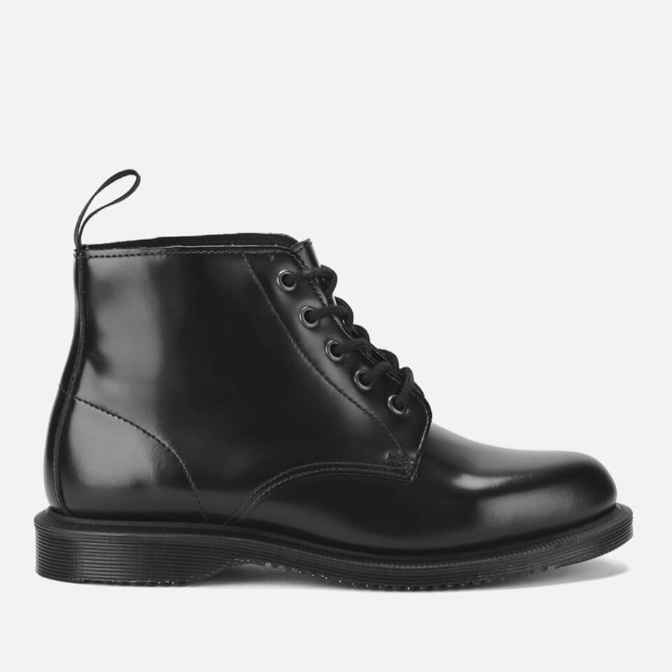 Dr. Martens Women s Emmeline Polished Smooth Leather 5 Eye Boots Black Allsole